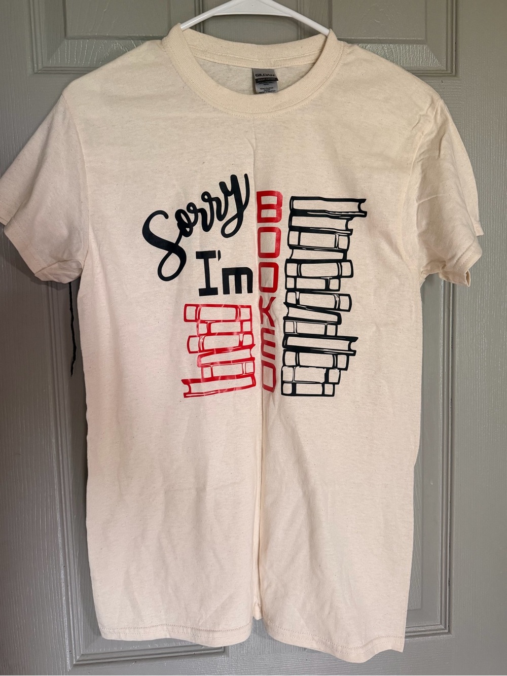 & Other Stories Cream 'Sorry I'm Bookworm' Graphic Tee - Red & Black Accents